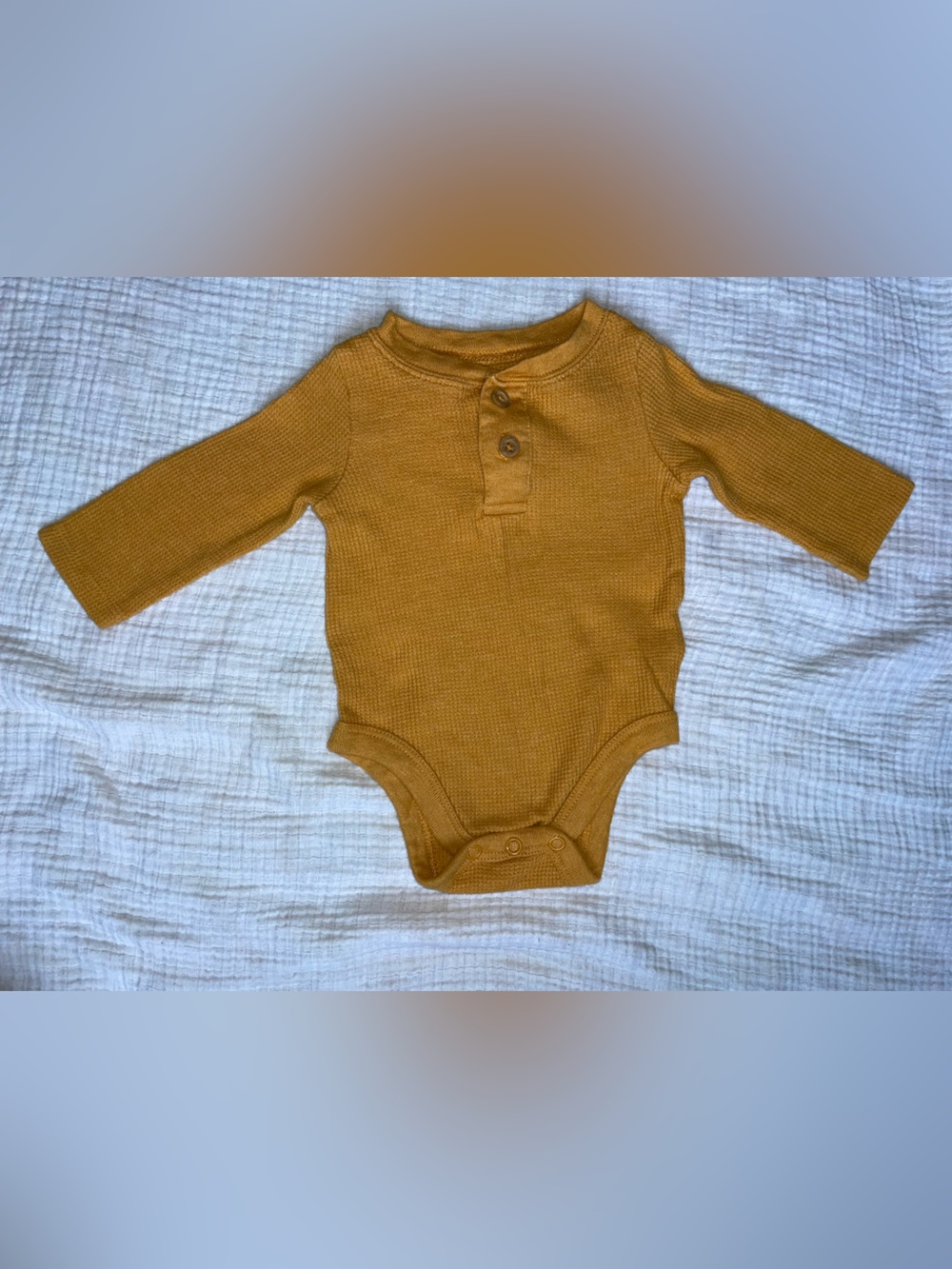 Garanimals Mustard Ribbed Long-Sleeve Baby One-Piece